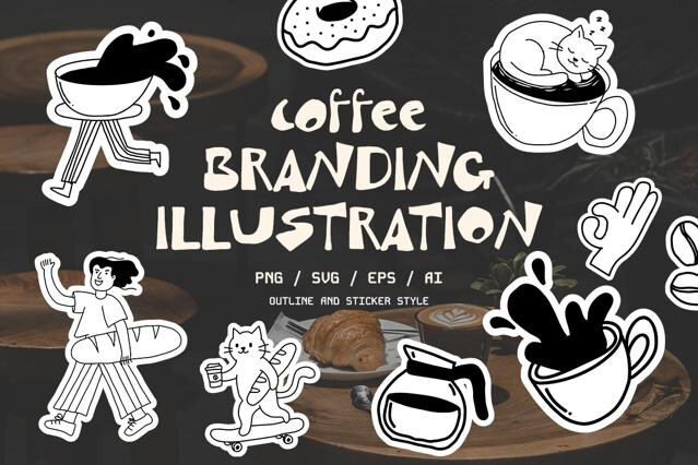 Cafe Sticker Illustrations
