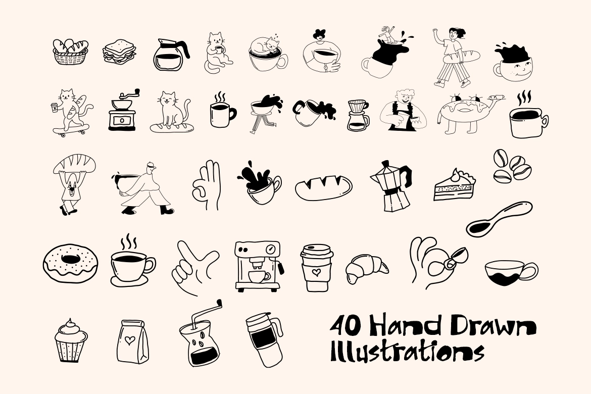 Cafe Sticker Illustrations