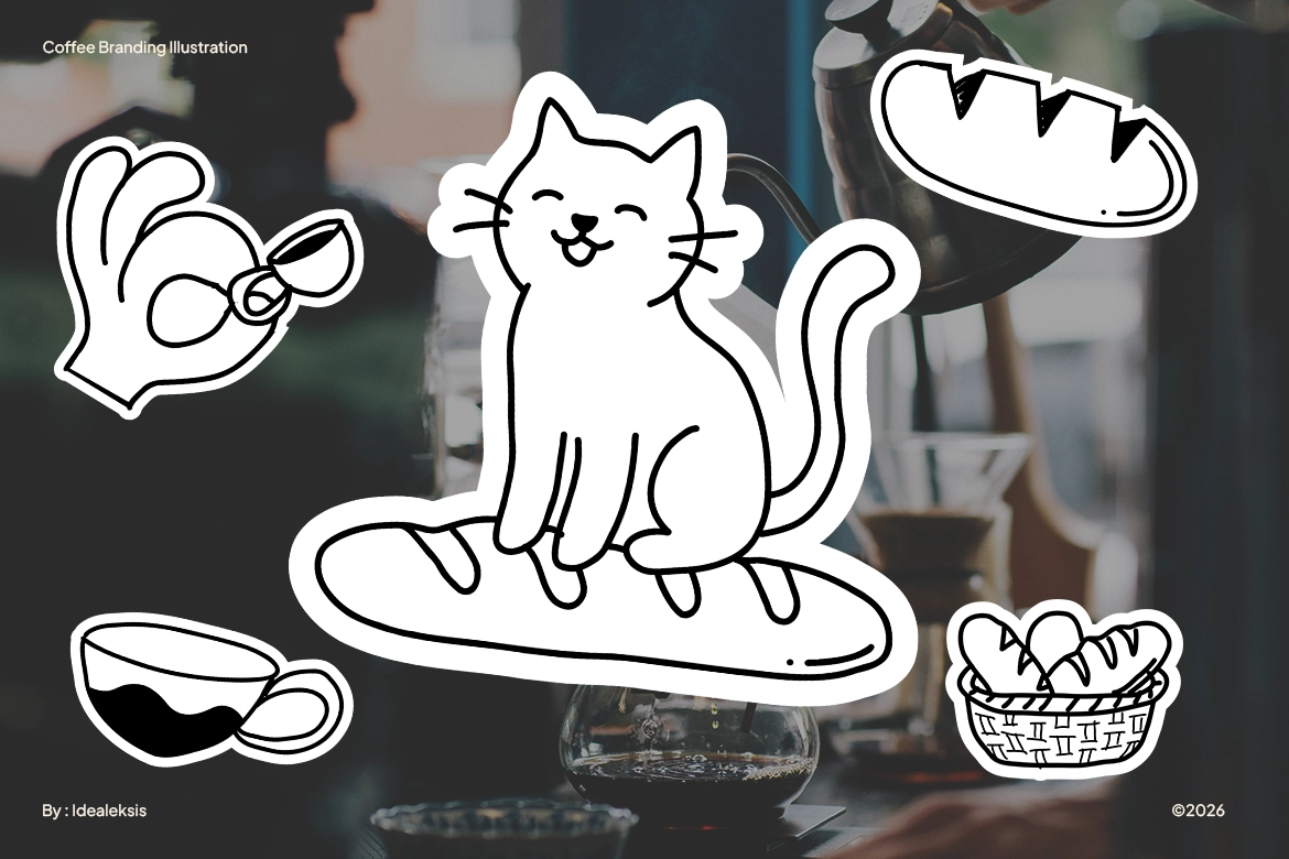 Cafe Sticker Illustrations