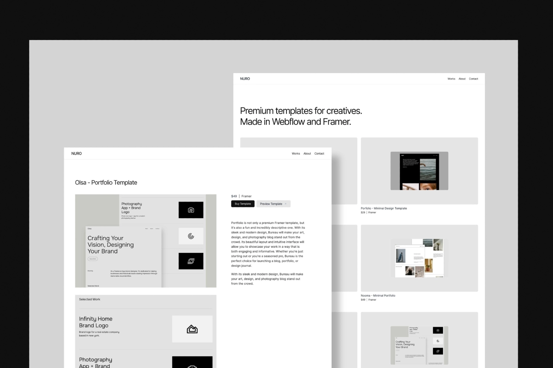 Nuro - Minimal Framer Portfolio Template