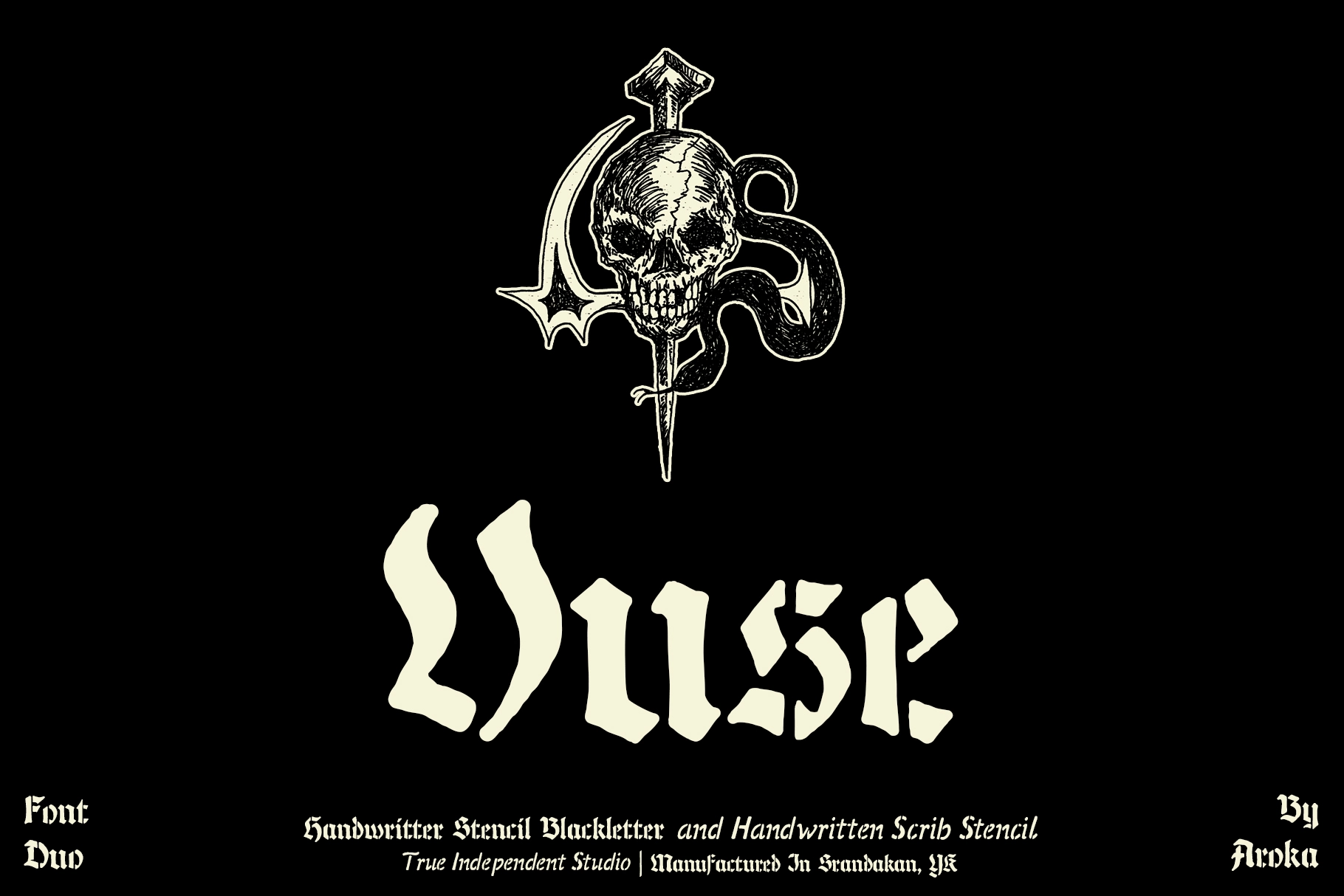 Vuse - Blackletter Stencil Duo Font