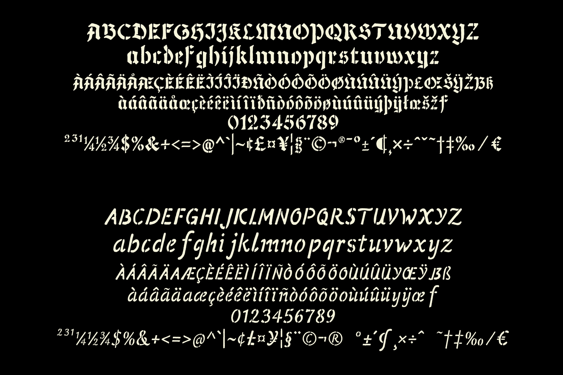 Vuse - Blackletter Stencil Duo Font
