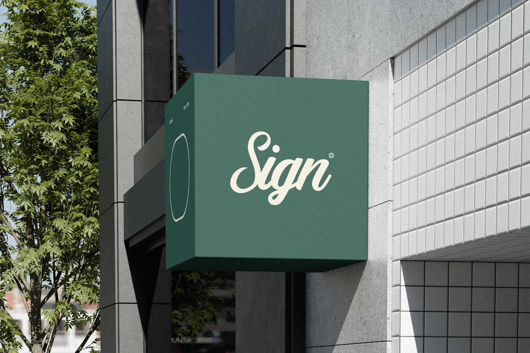 Outdoor Cube Sign Mockup