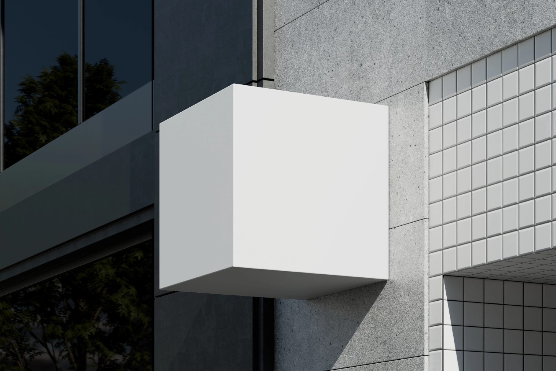 Outdoor Cube Sign Mockup