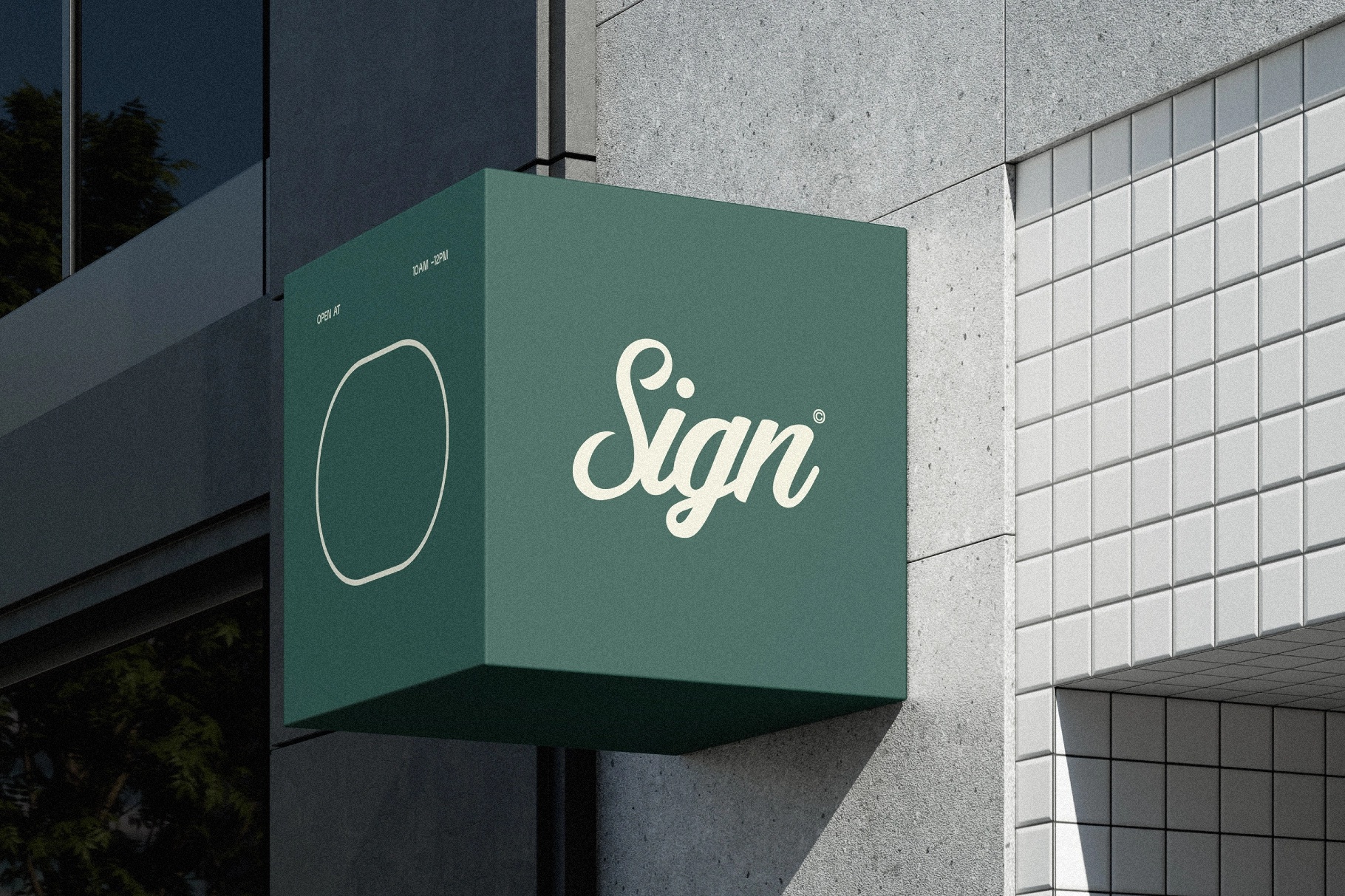 Outdoor Cube Sign Mockup