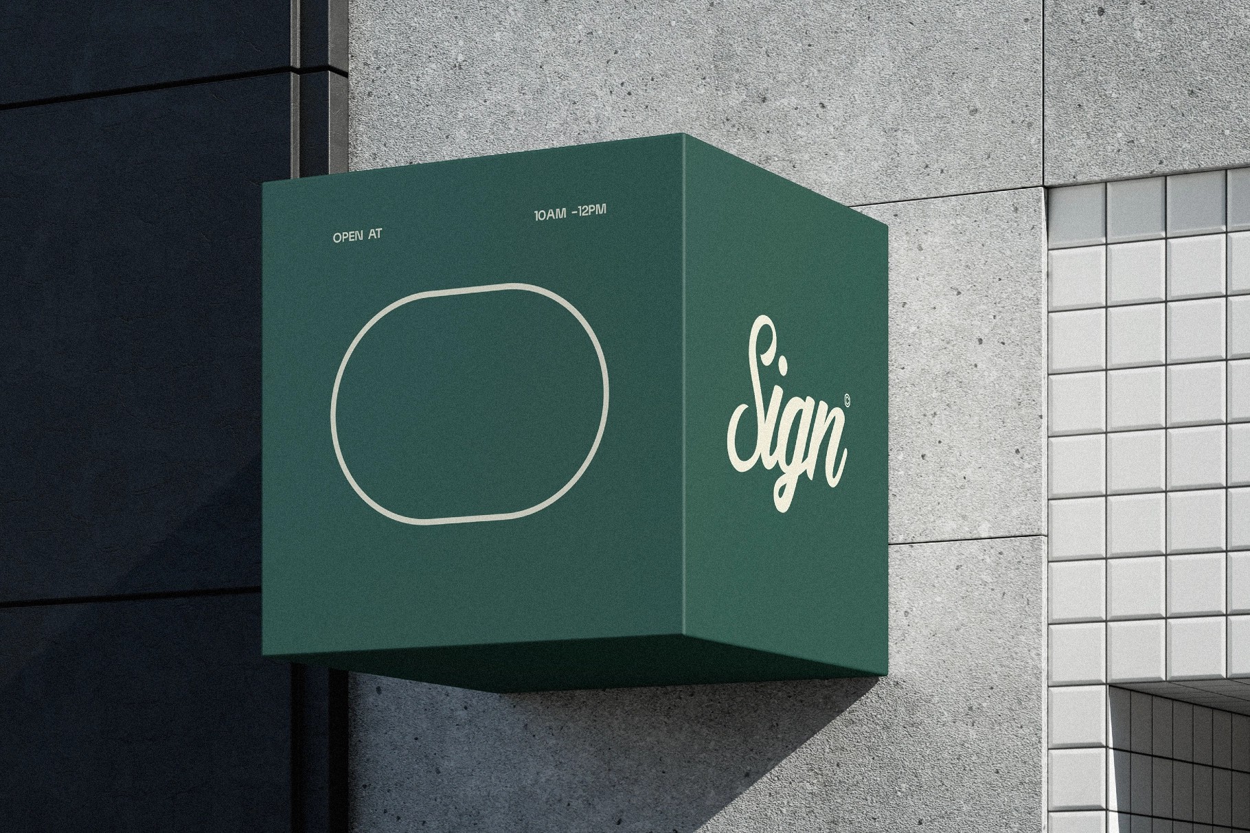 Outdoor Cube Sign Mockup