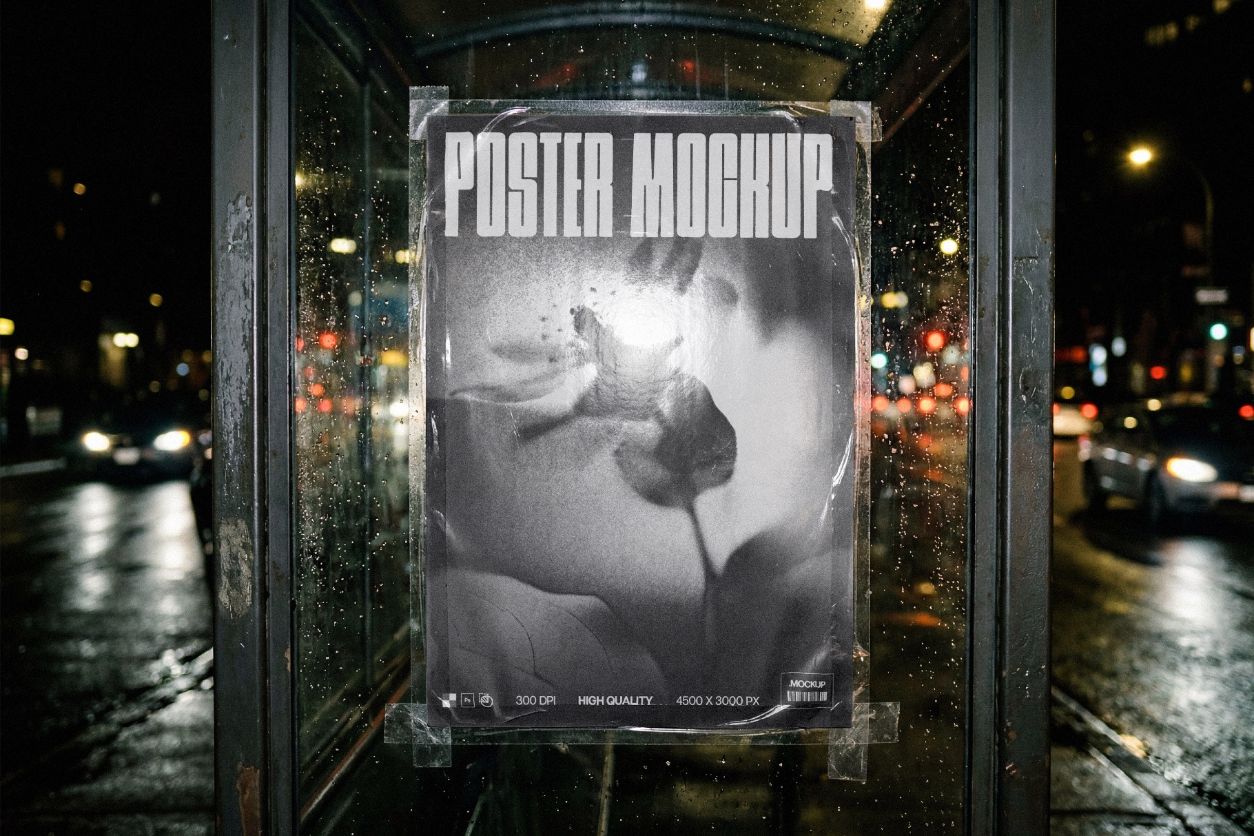 Rainy Street Poster Mockup