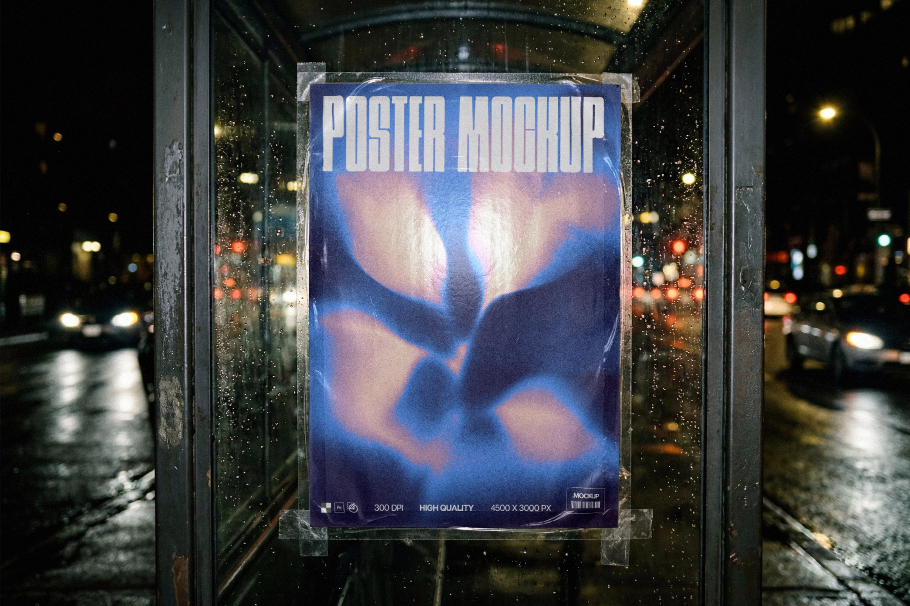 Rainy Street Poster Mockup