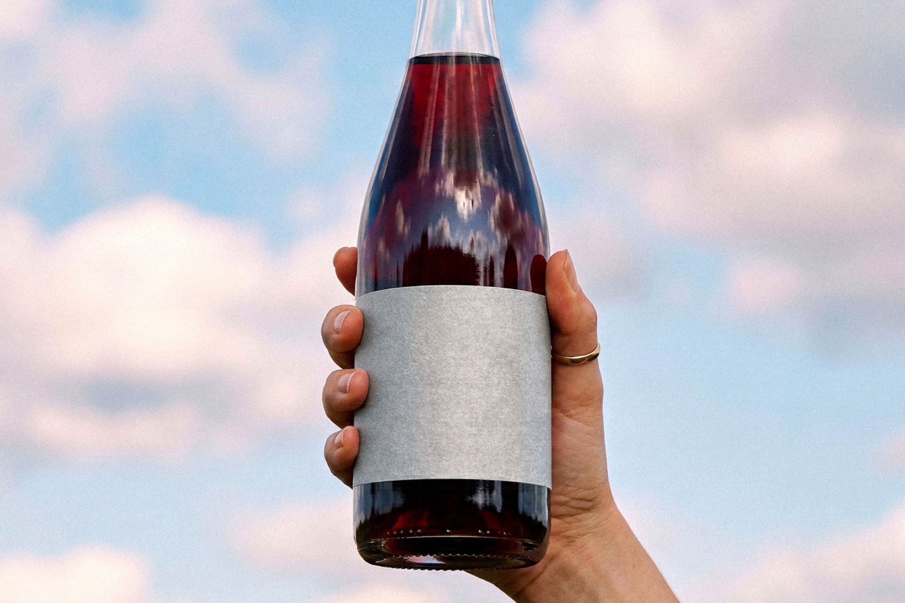 Glass Beverage Bottle Mockup