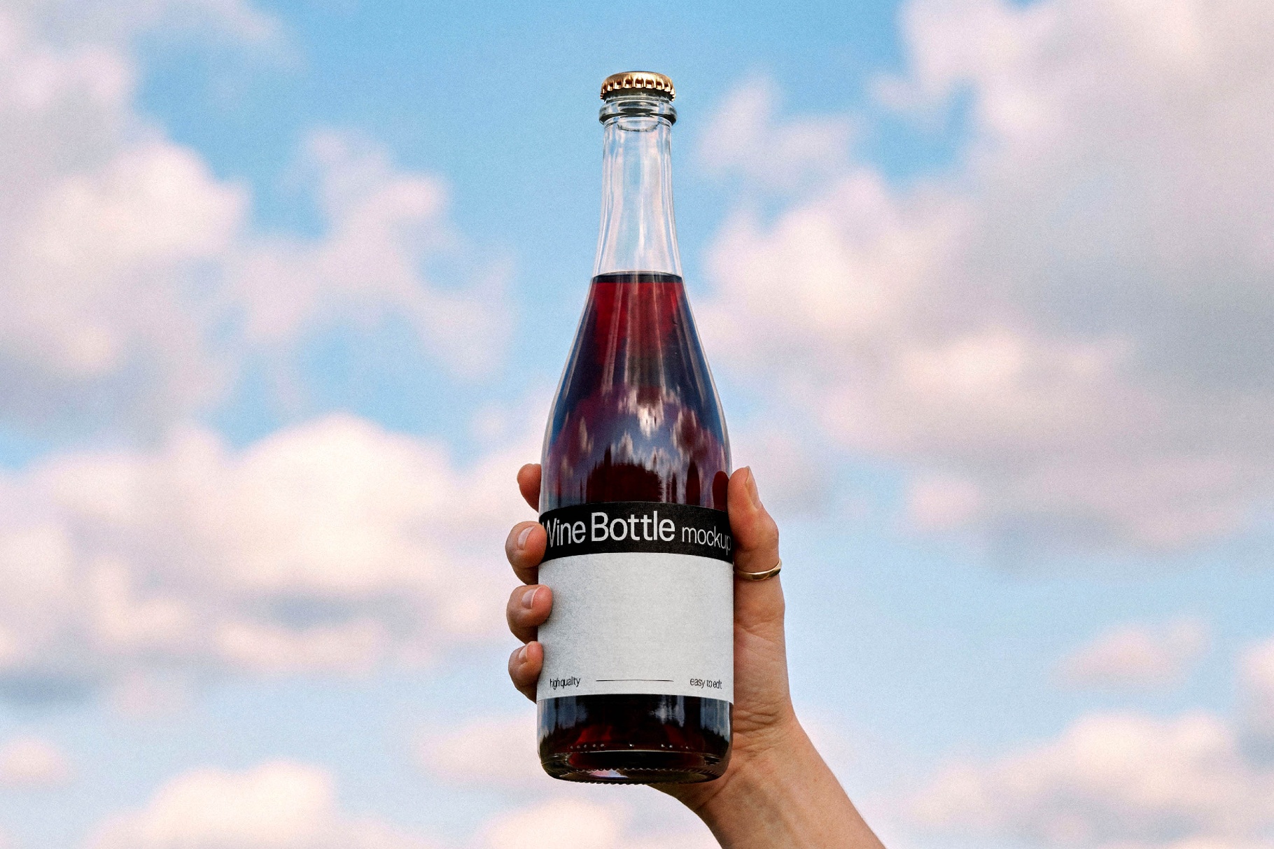 Glass Beverage Bottle Mockup