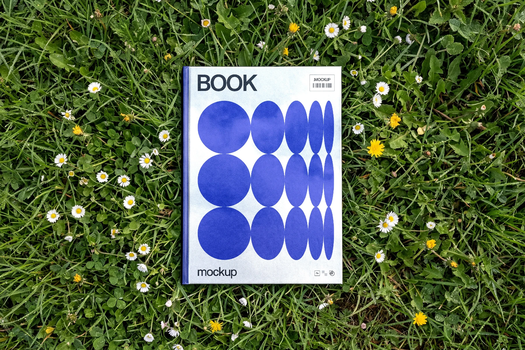 Top View Book Mockup on Grass