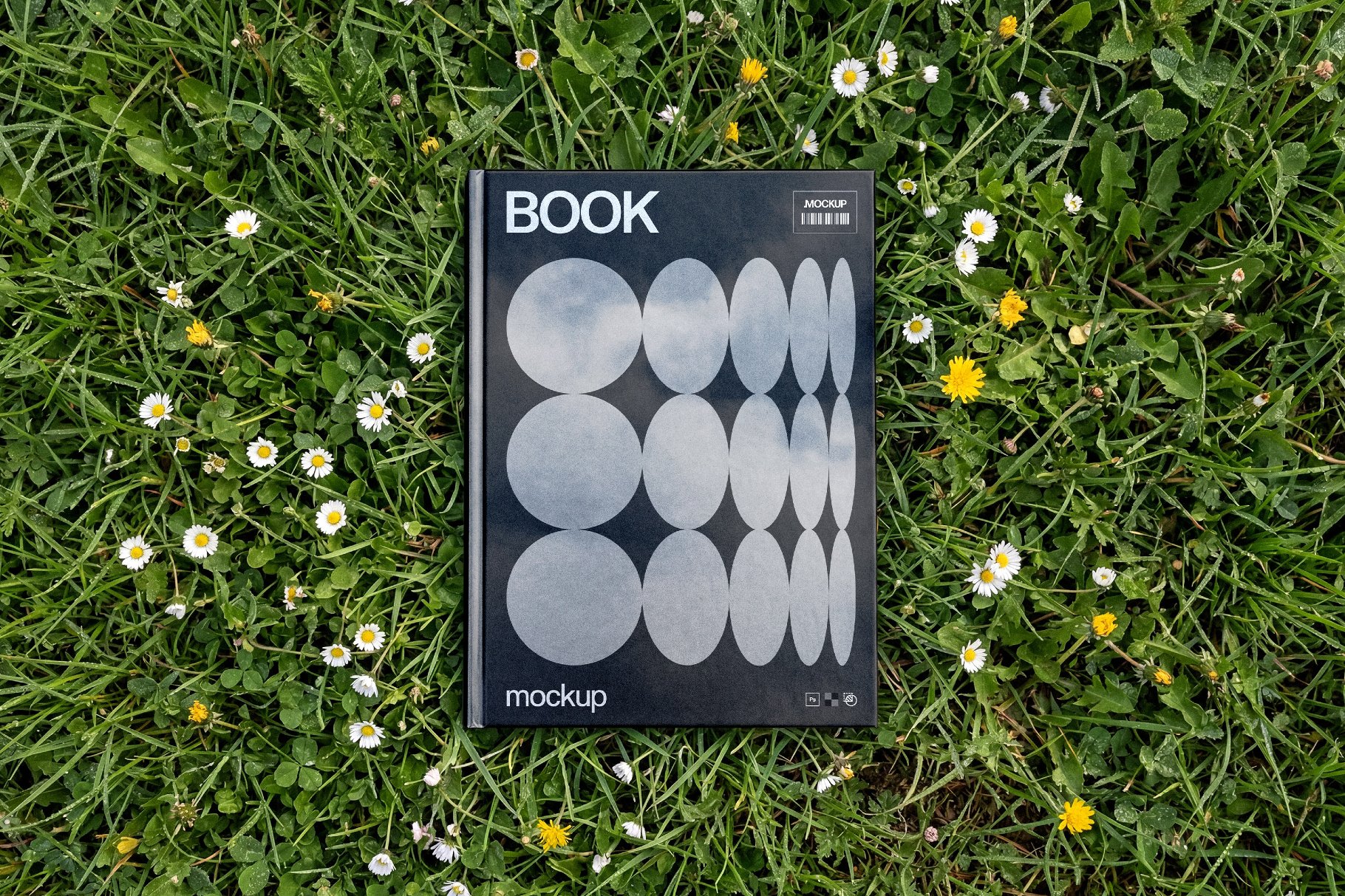 Top View Book Mockup on Grass