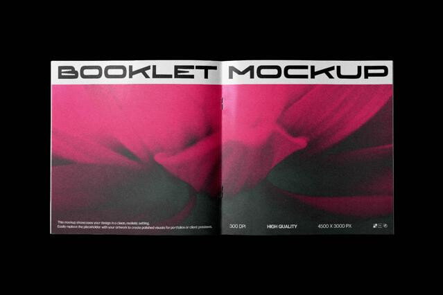 Saddle-Stitched Square Booklet Mockup