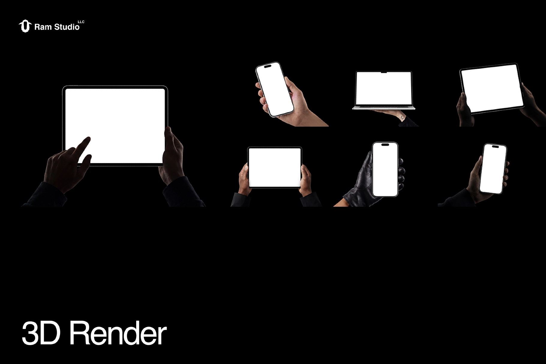 Hand Holding Device Mockup Set