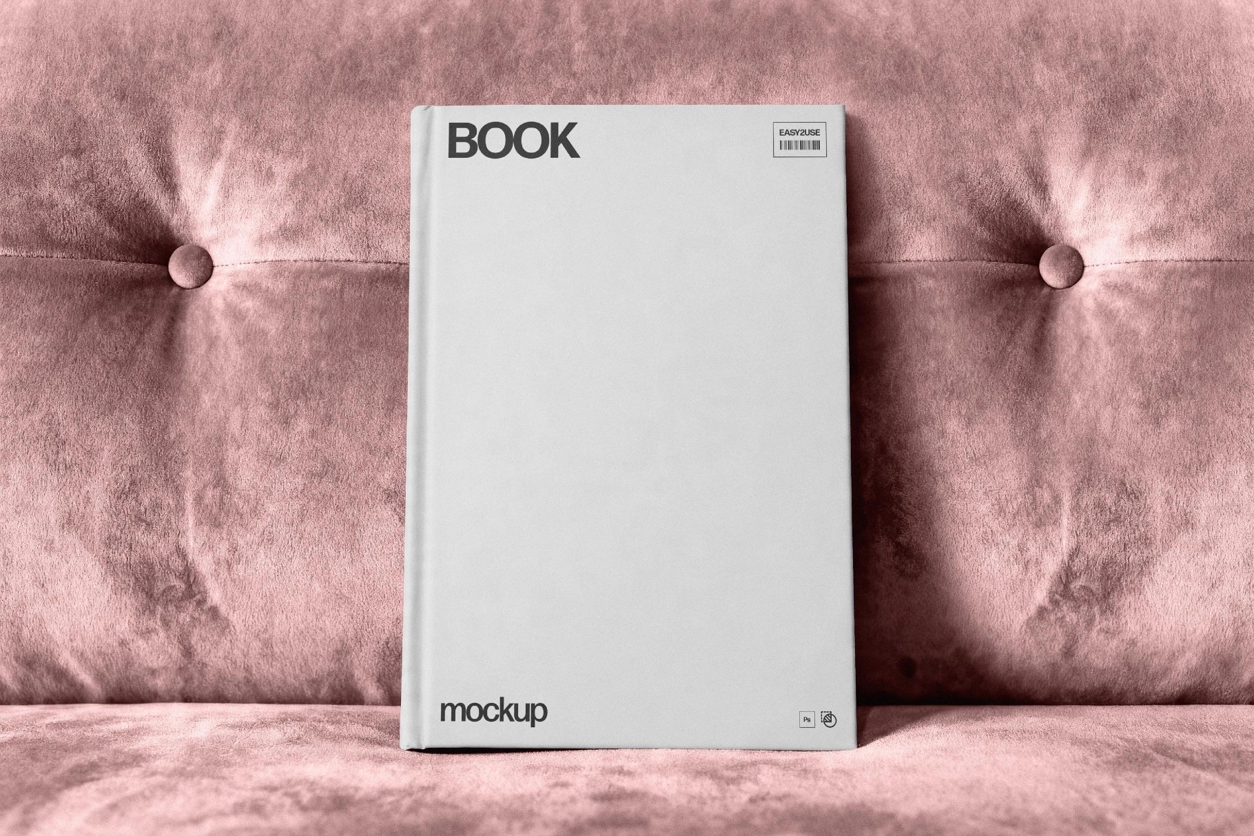Hardcover Book Mockup with Fabric Backdrop