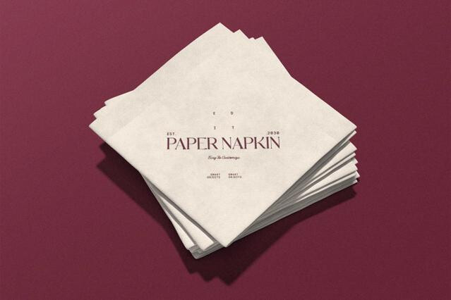 Square Paper Napkin Mockup