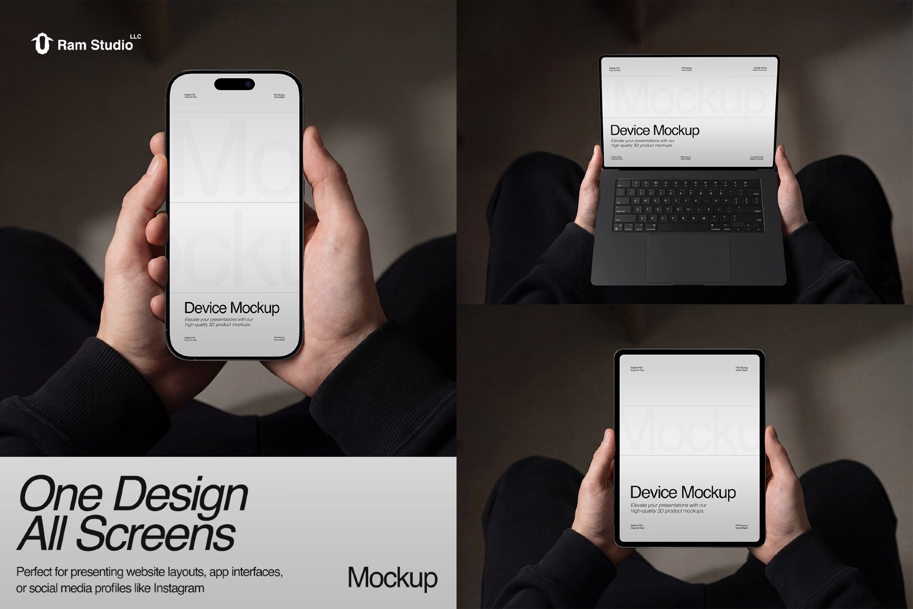 Hand Holding Device Mockup Set