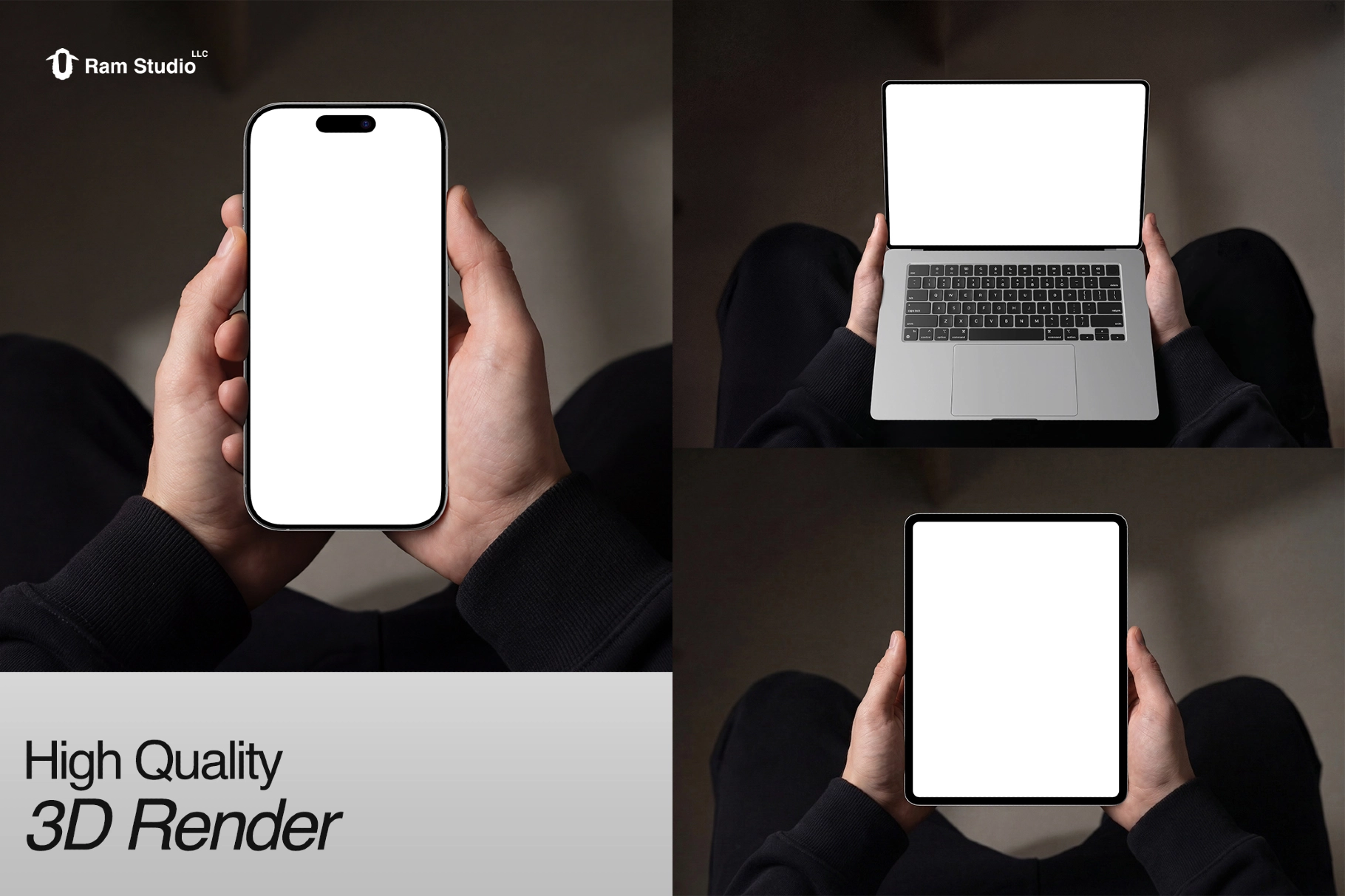Hand Holding Device Mockup Set