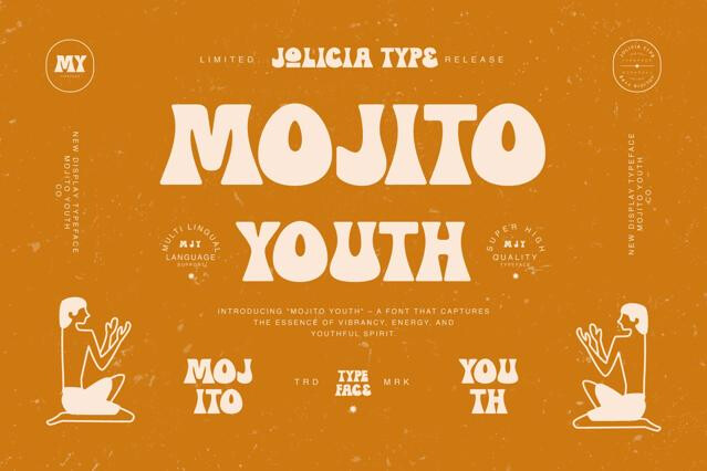 Mojito Youth - Vintage Groovy Display Font