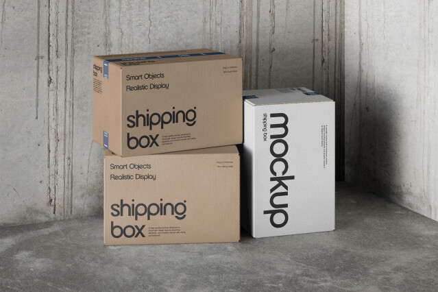Delivery Cardboard Box Mockup