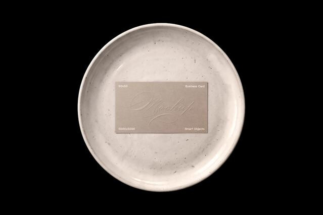 Business Card on a Plate Mockup