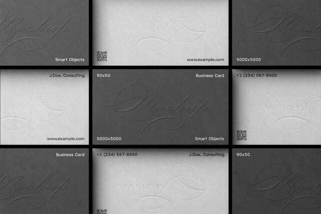 90x50 Business Card Grid Layout Mockup