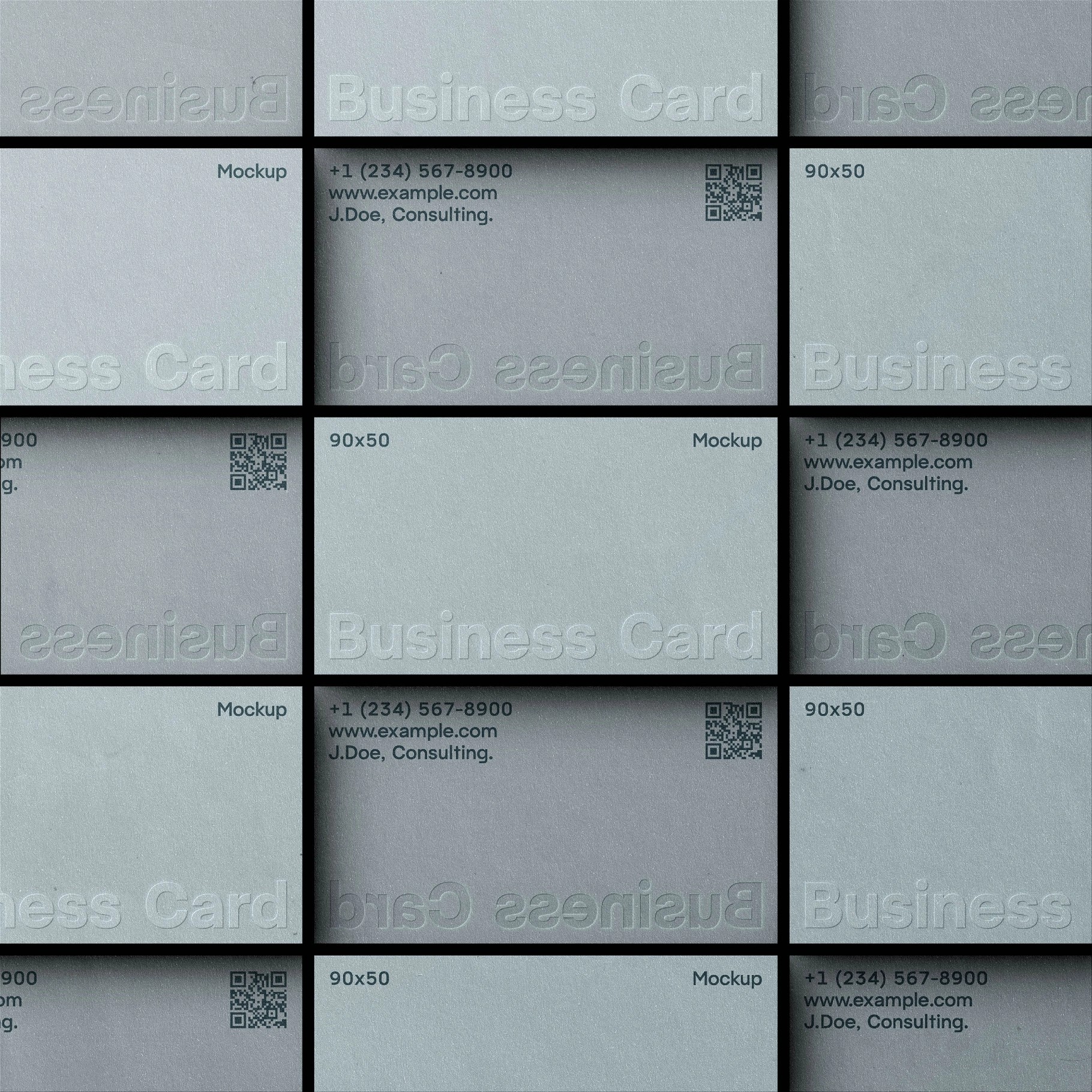 90x50 Business Card Grid Layout Mockup
