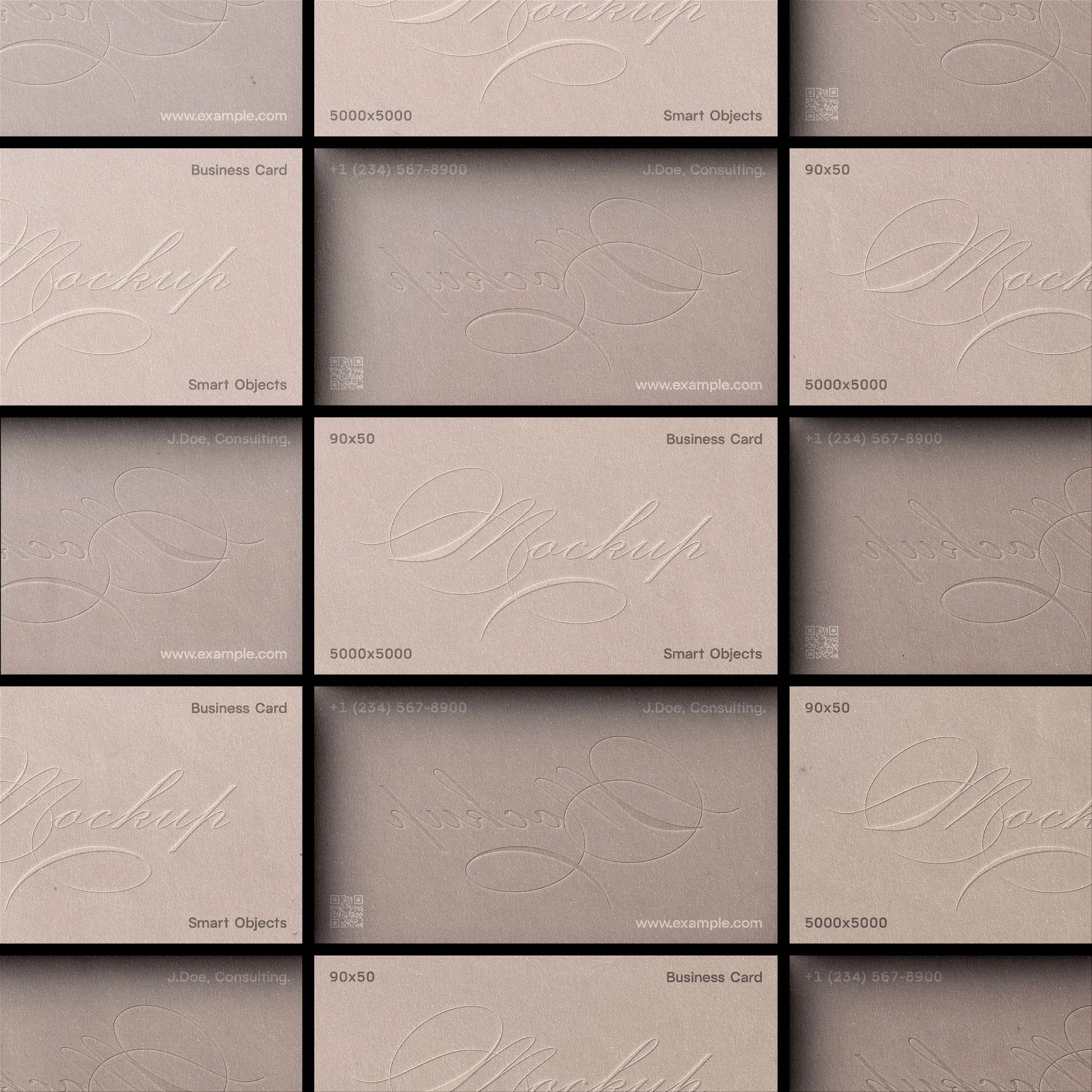 90x50 Business Card Grid Layout Mockup