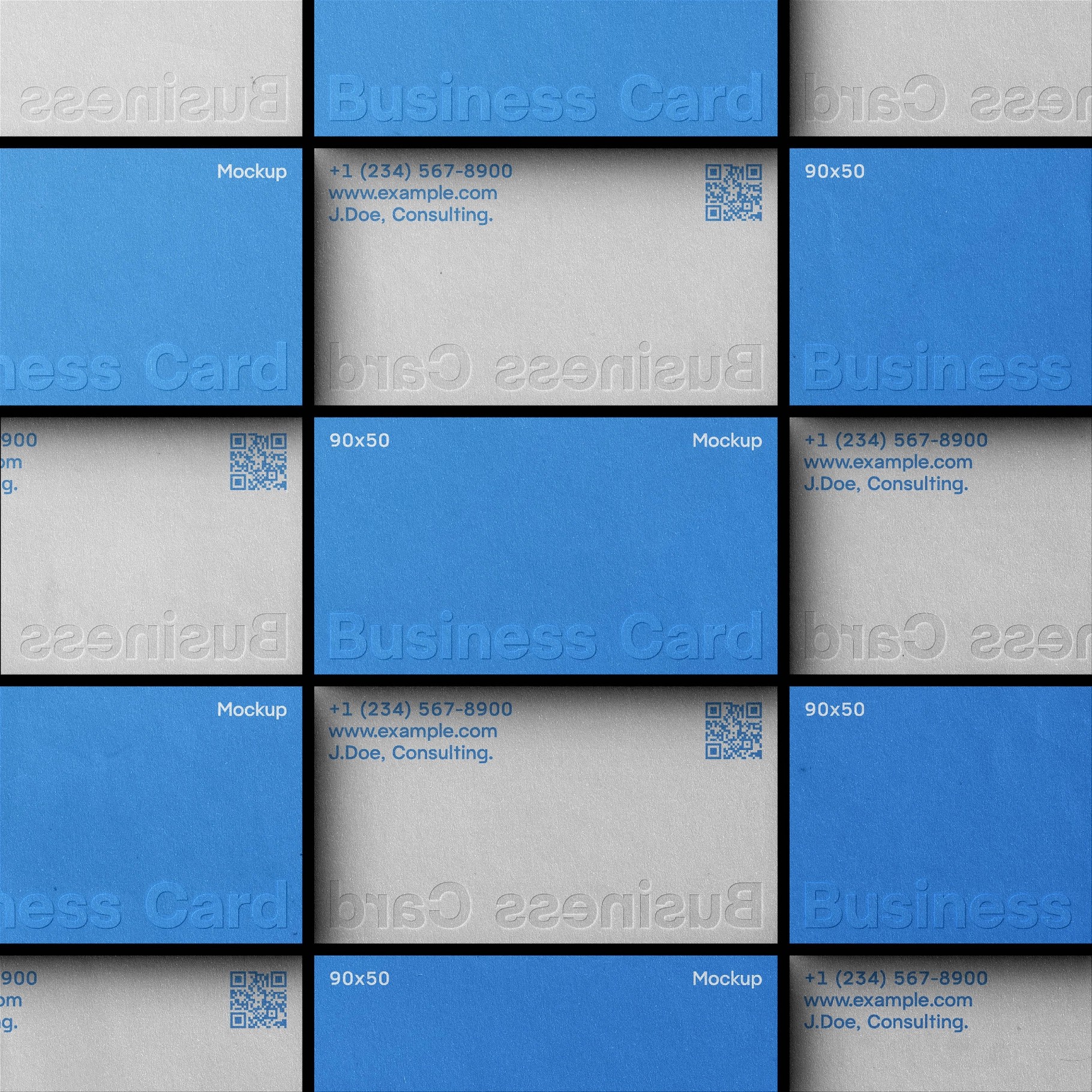 90x50 Business Card Grid Layout Mockup