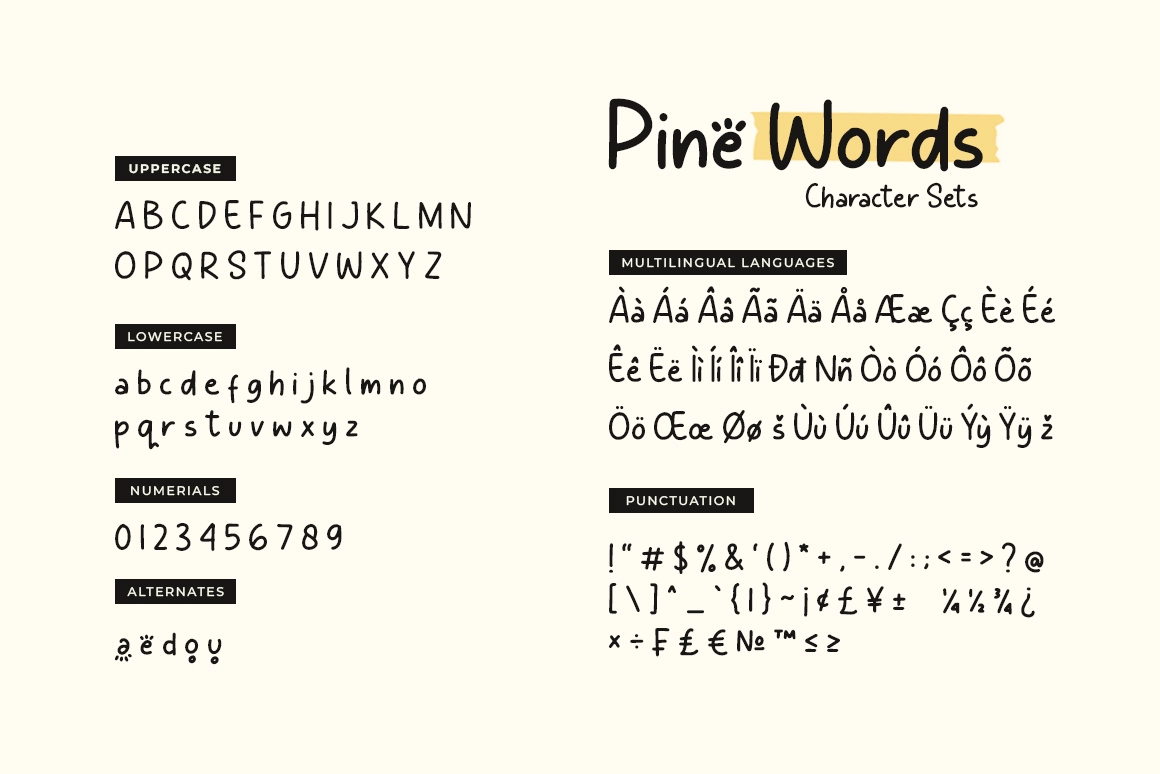 Pine Words - Simple Handwritten Font