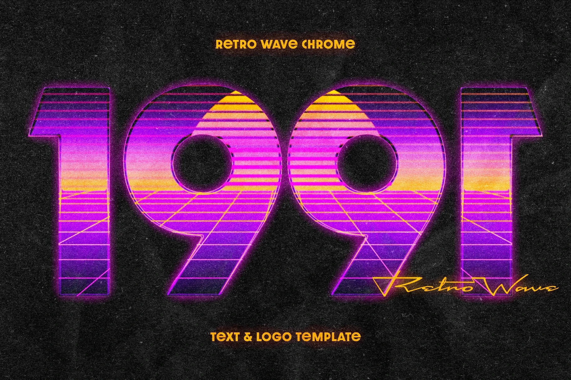1991 Retro Chrome Text Effect