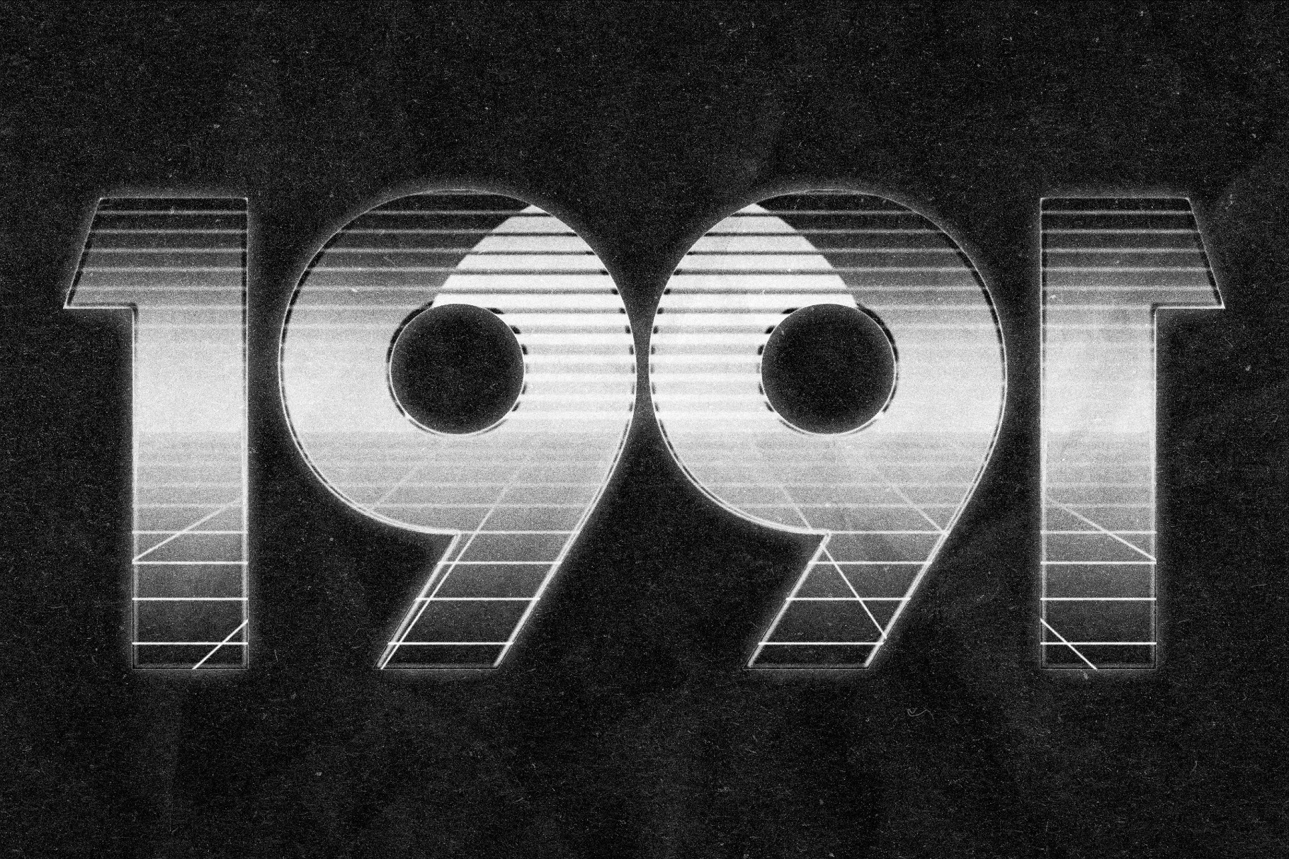 1991 Retro Chrome Text Effect
