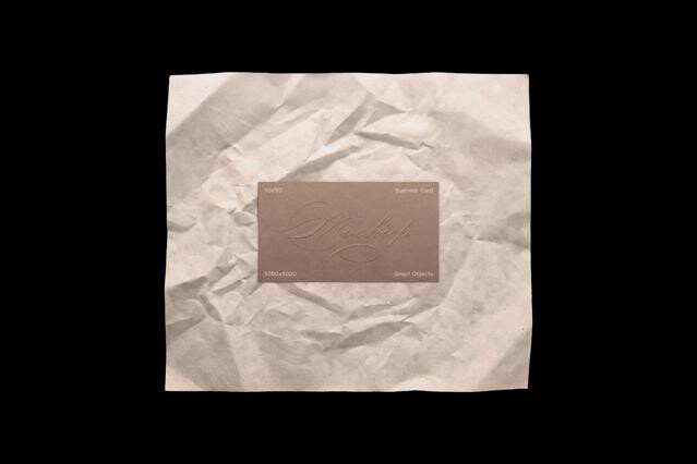 90x50 Business Card with Wrapping Paper Mockup