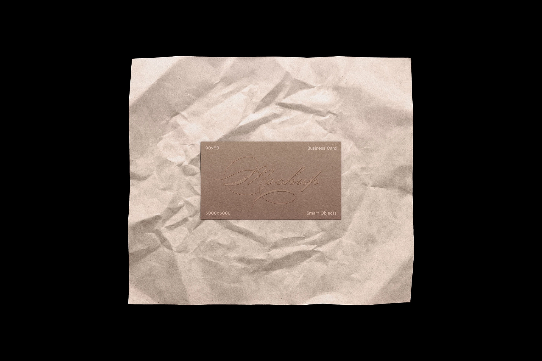 90x50 Business Card with Wrapping Paper Mockup