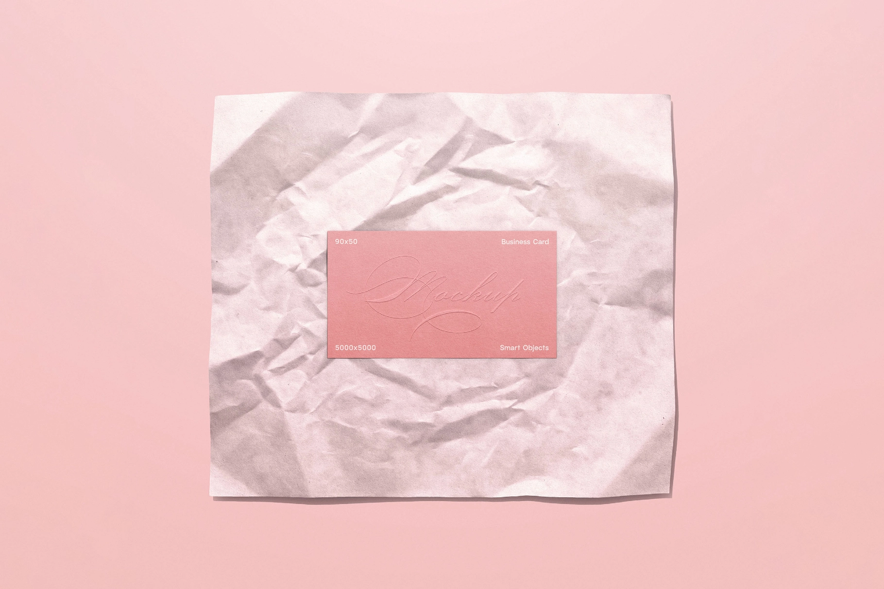 90x50 Business Card with Wrapping Paper Mockup