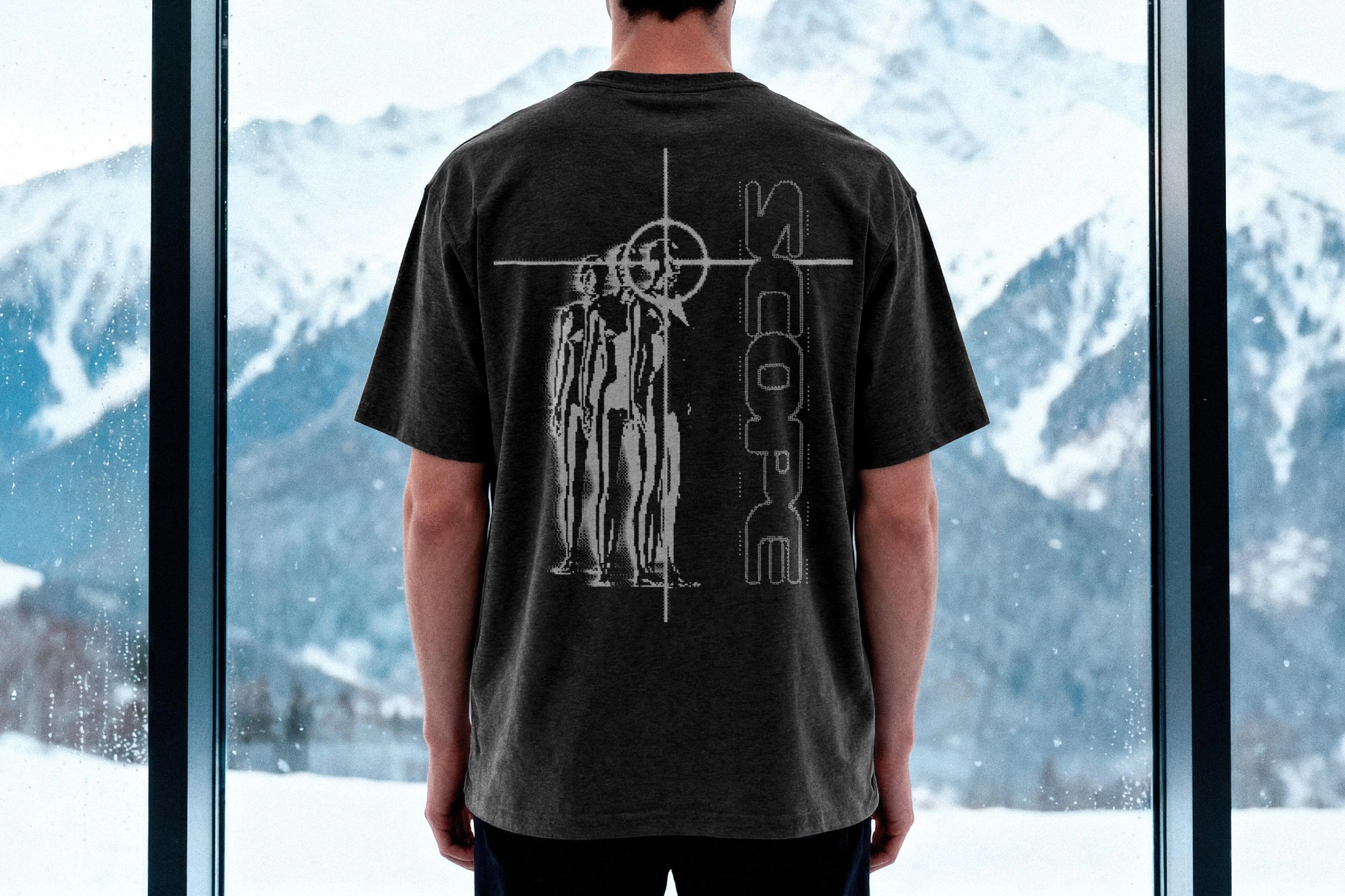 Streetwear T-Shirt Mockup with Rear View