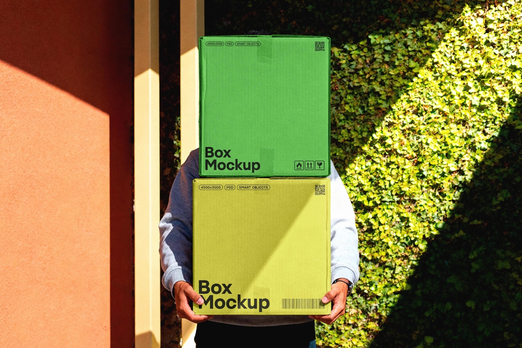 Cardboard Delivery Boxes Mockup in Hands