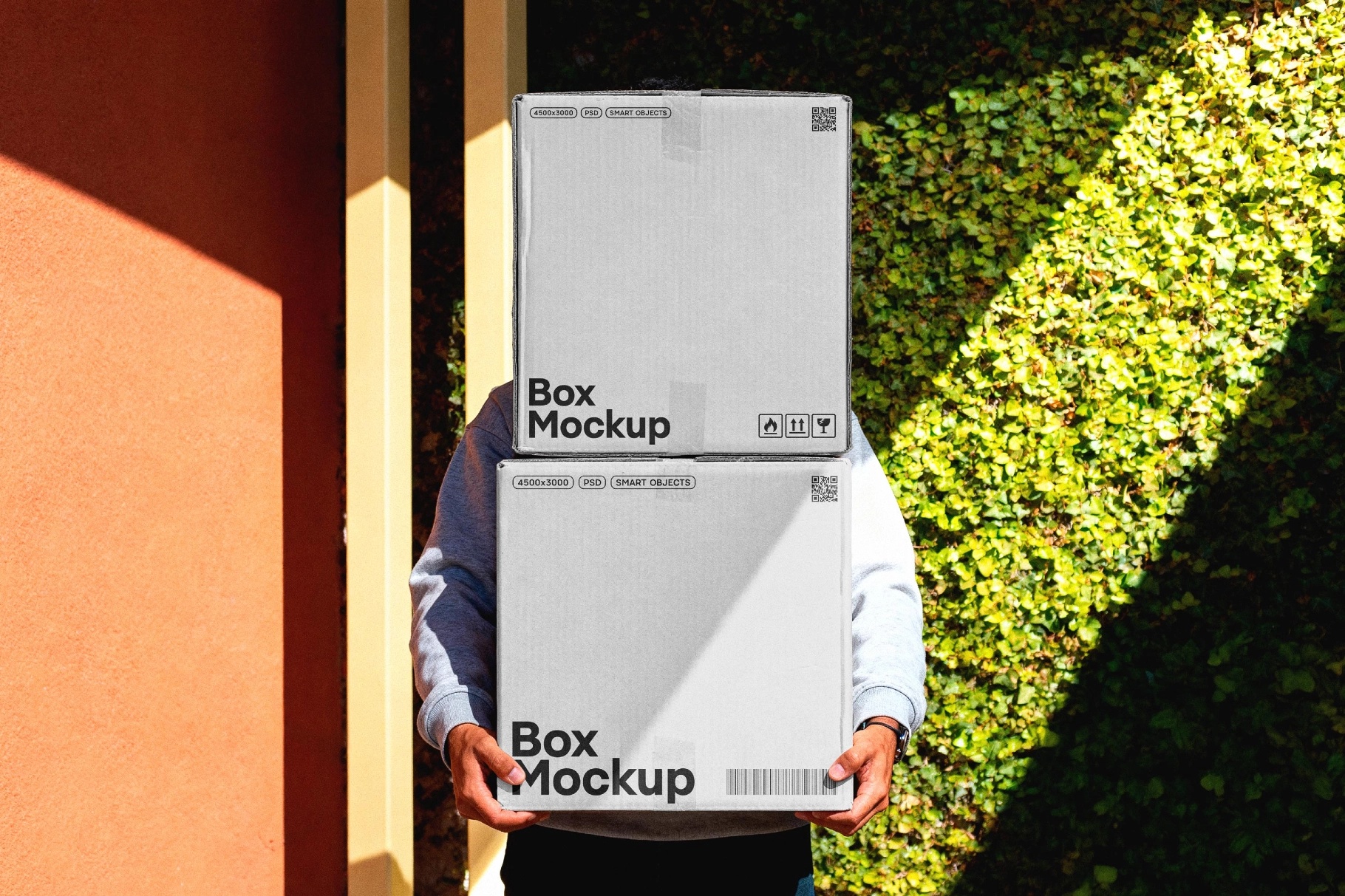 Cardboard Delivery Boxes Mockup in Hands