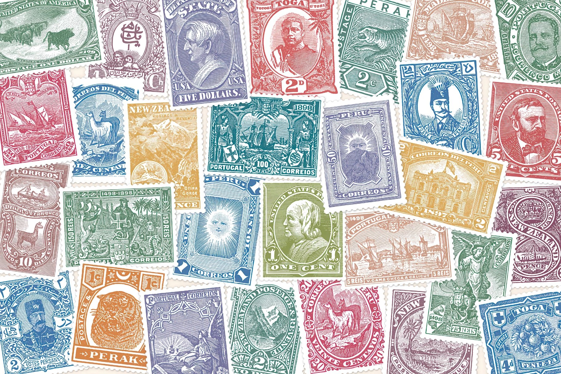 Vintage Postage Stamps Collection