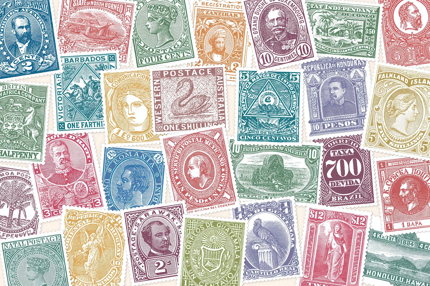 Vintage Postage Stamps Collection