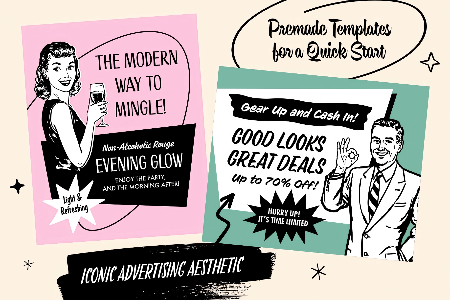 Retro Ad Graphics & Templates