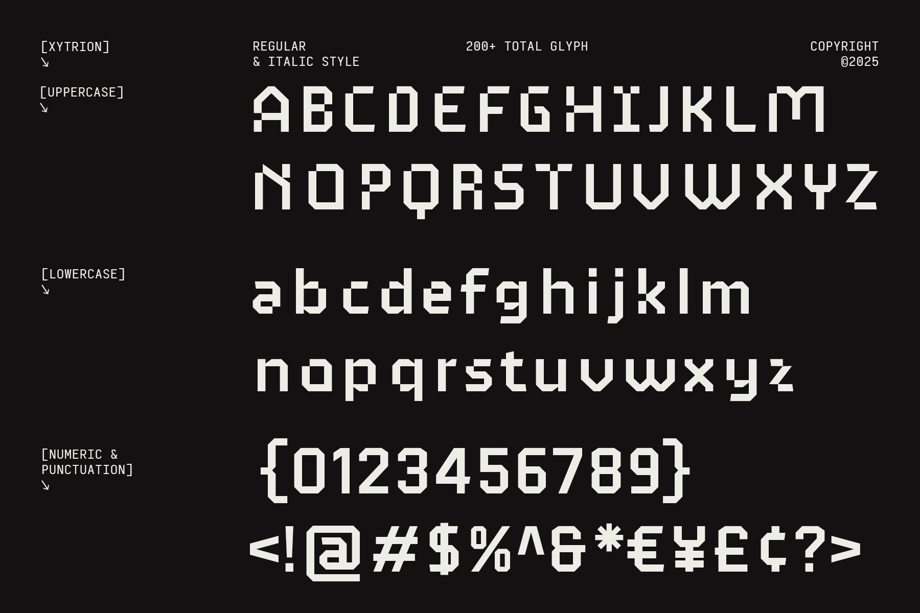 Xytrion - Futuristic Pixel Display Font