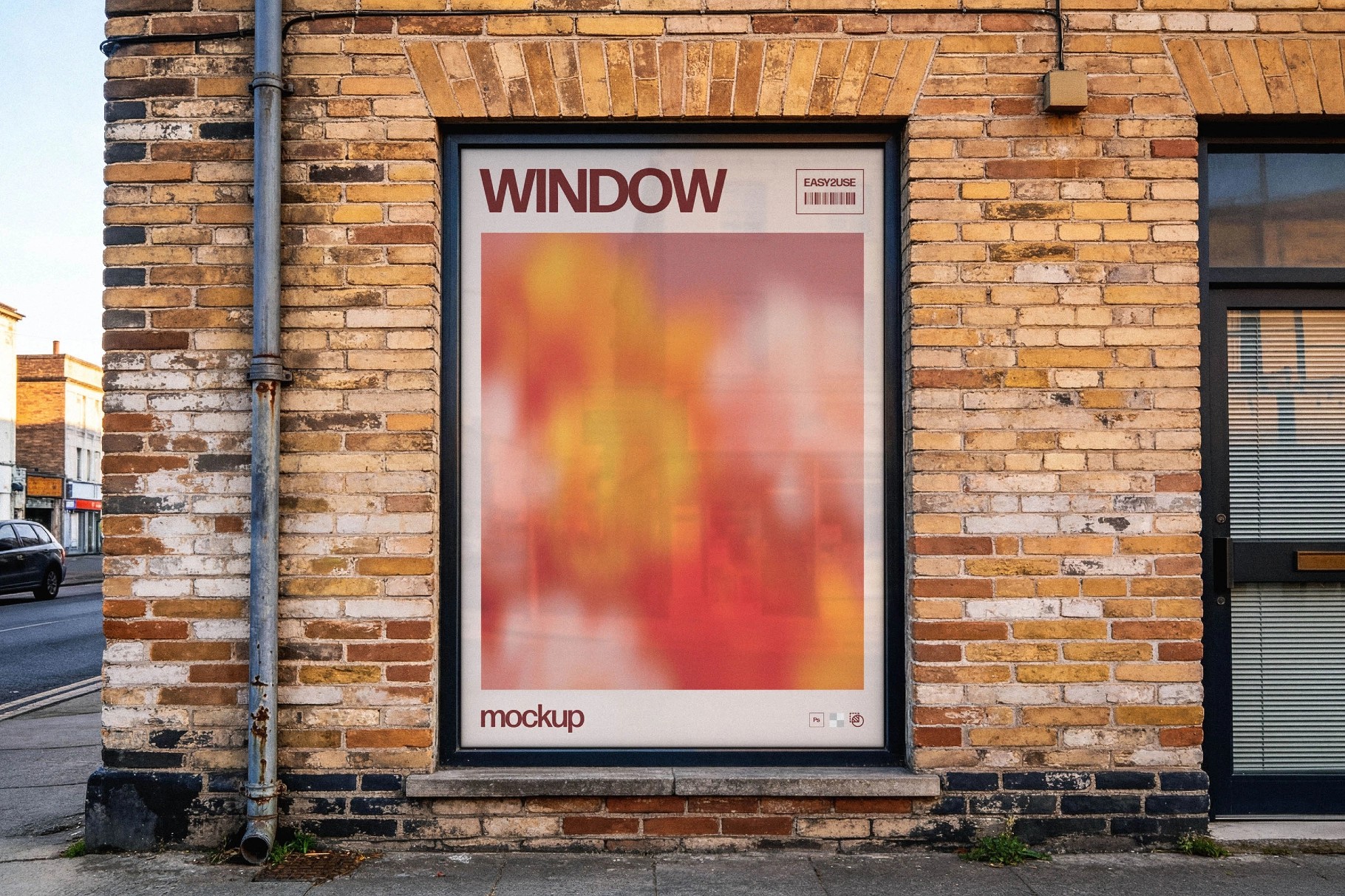 Urban Storefront Window Poster Mockup