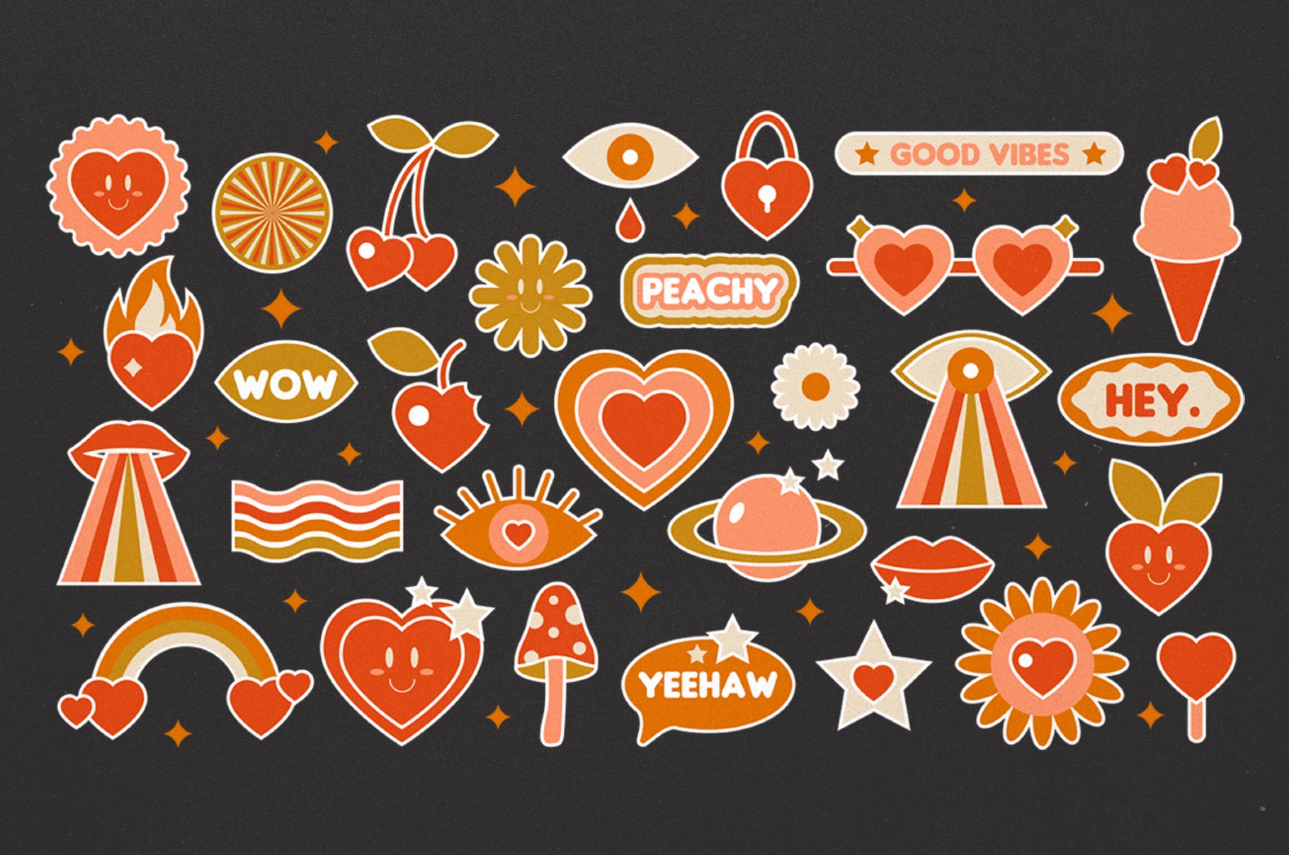 30 Groovy Love Sticker Pack