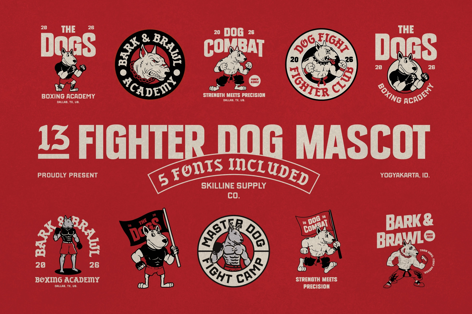 Vintage Fighter Dog Mascot