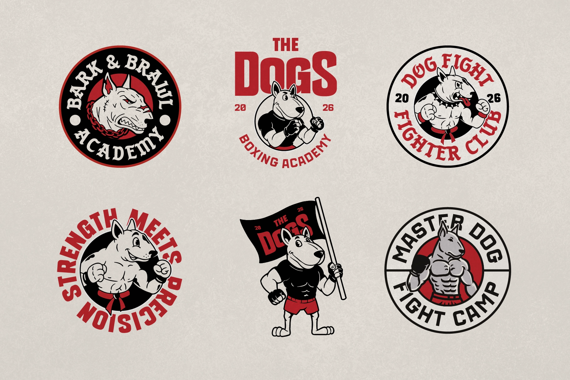 Vintage Fighter Dog Mascot