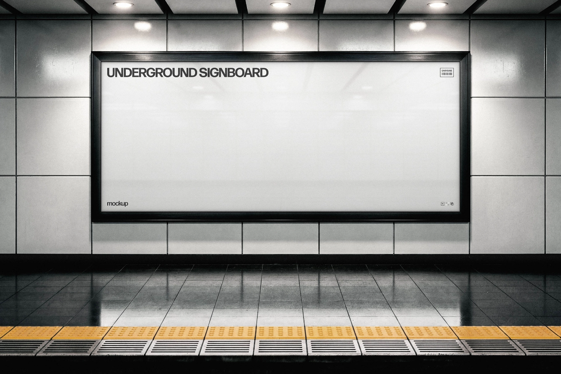 Wide Underground Signboard Mockup