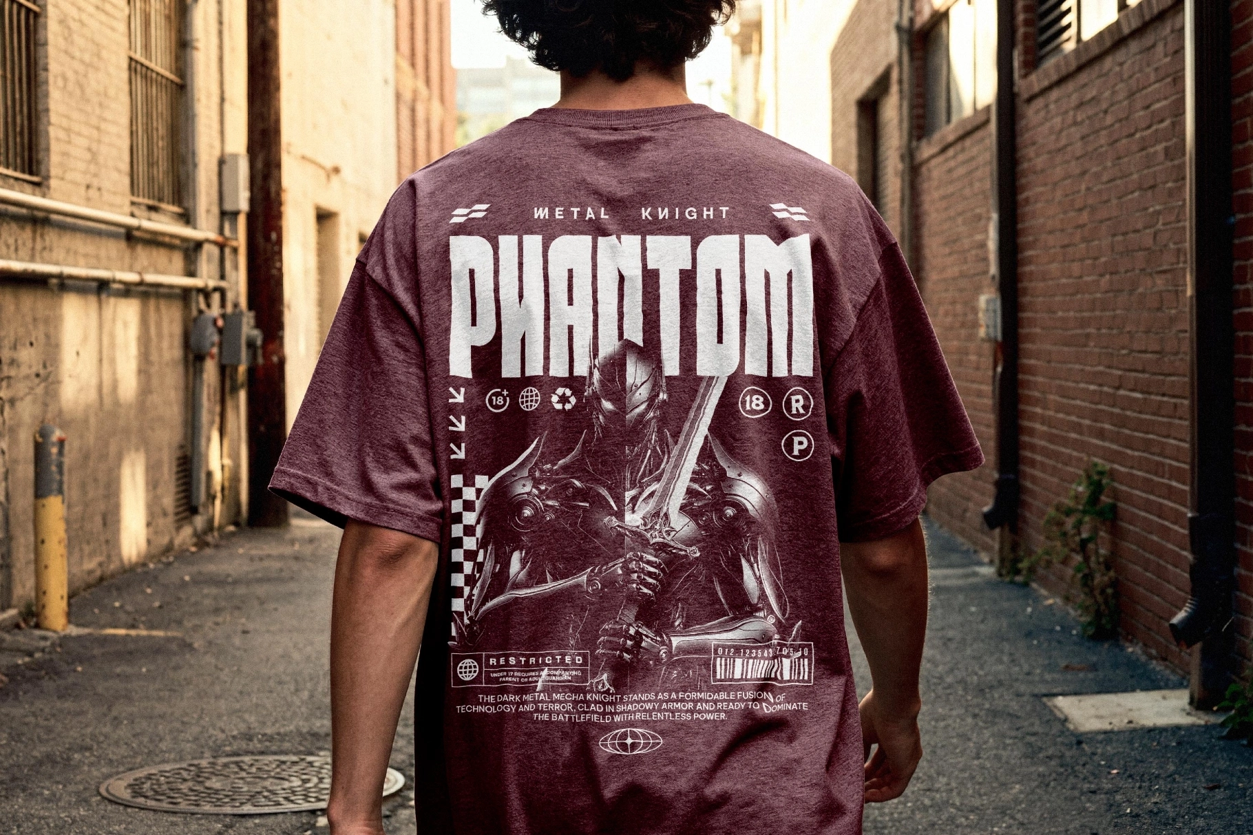 Streetwear T-Shirt Mockup Back View