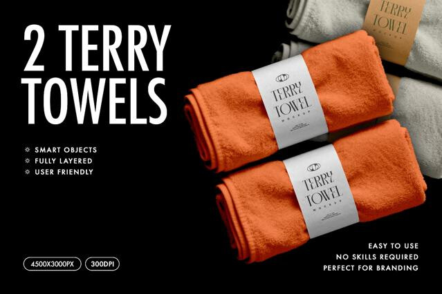 Rolled Towels Mockup with Paper Band