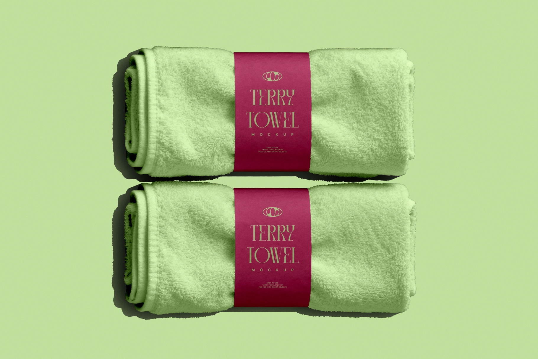 Rolled Towels Mockup with Paper Band
